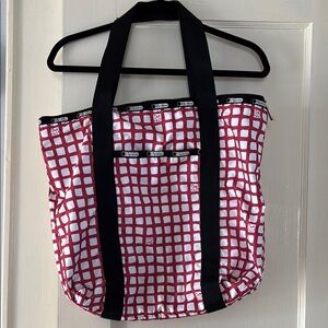 LeSportsac Red and White Checkered Tote Bag NWOT